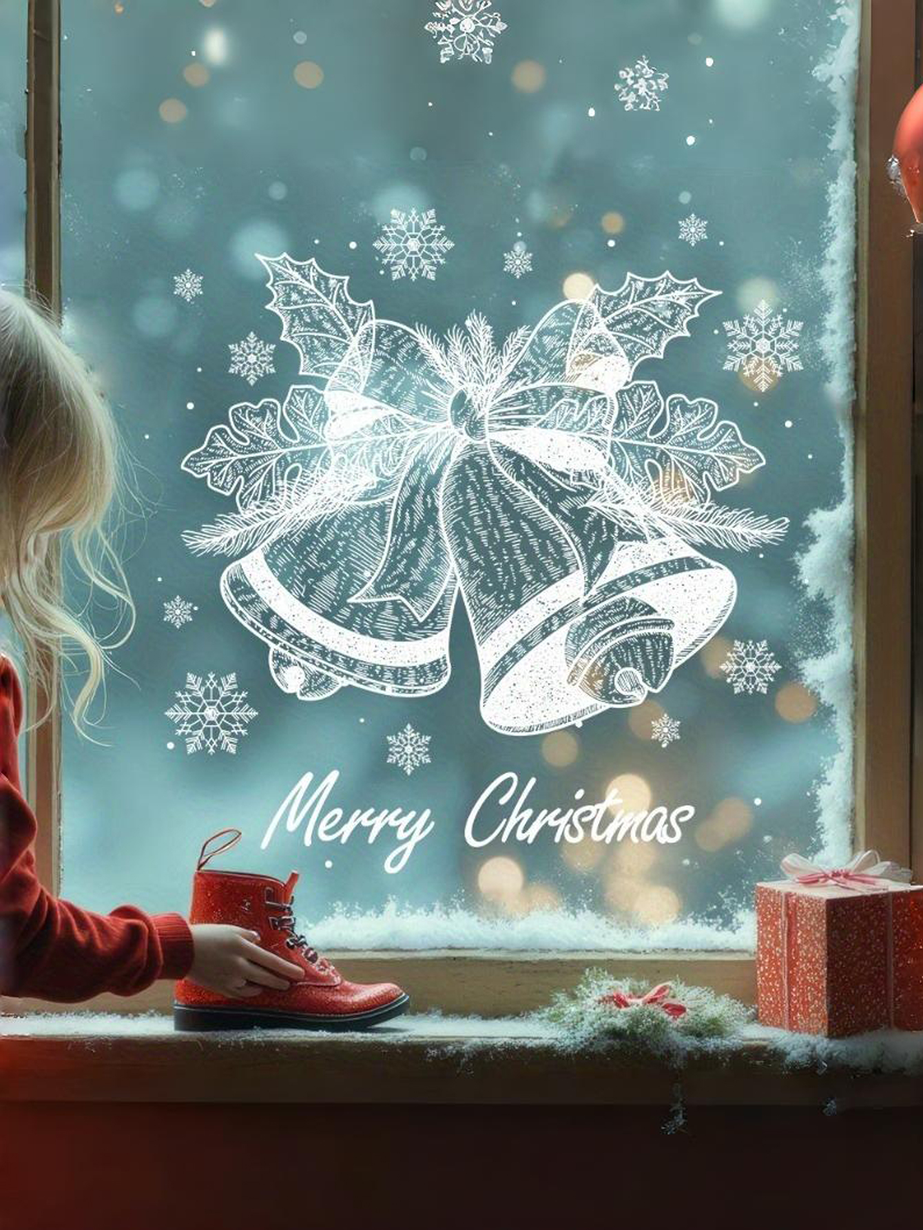 Merry Christmas Bell Window Stickers